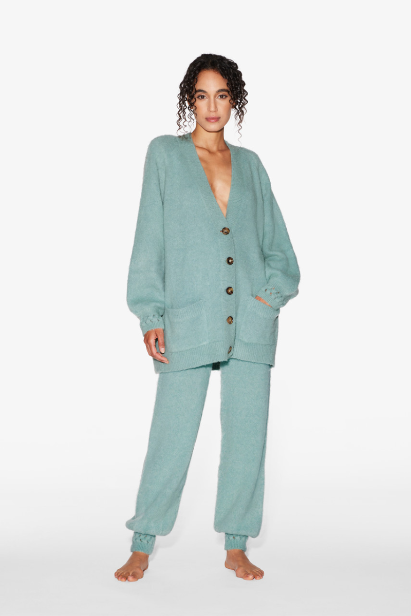 La Perla Alpaca Blend Cardigan in Almond Green