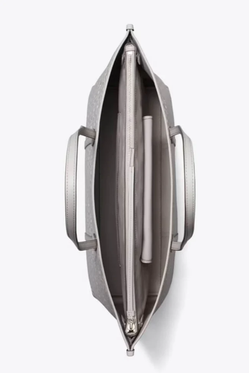 Tory Burch Perry T Monogram Jacquard Large Tote Bag in Gray