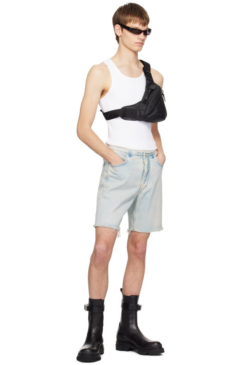 Givenchy Cutted Belt Low Rise Denim Shorts_Pale Blue