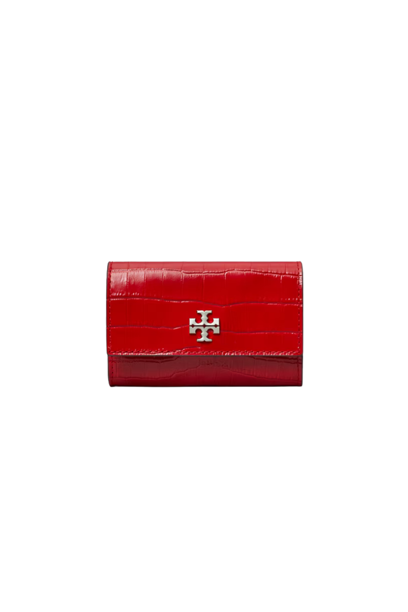 Tory Burch Kira Croc Flap Card Case Red Sky 174403-600