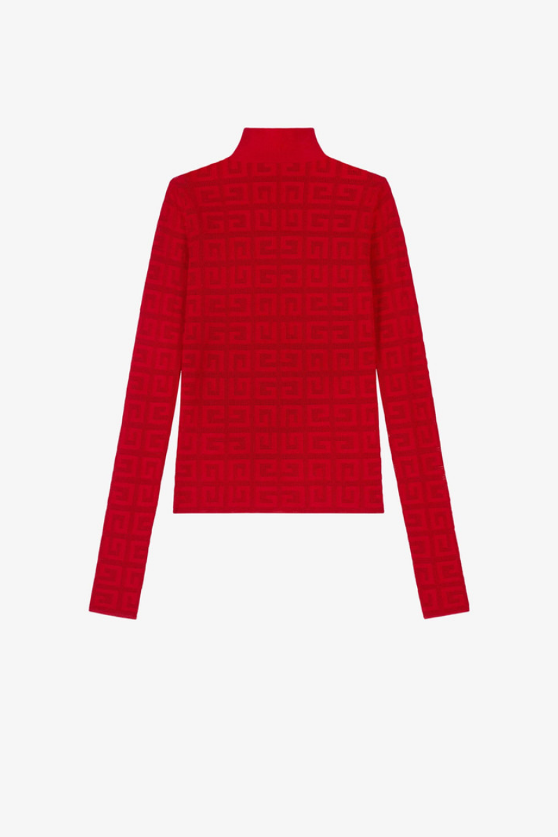 Givenchy 16Gg Lace Monogram Stretch Sweater_Red