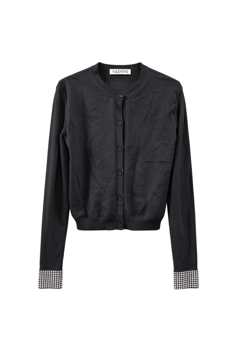 Valentino Wool Cardigan Nero 3B3KA05W83P_0NO