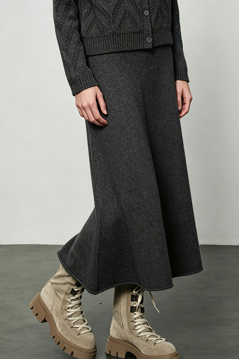 Max Simple Lurex Mermaid Skirt Charcoal MSYY265110C