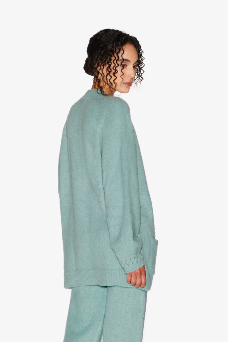 La Perla Alpaca Blend Cardigan in Almond Green