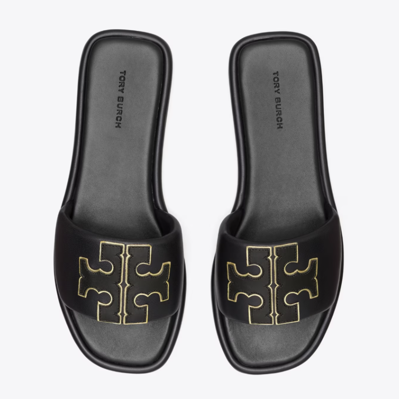 Tory Burch Double T Sport Slide Perfect Black/Gold