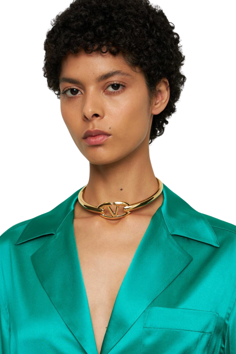 Valentino Garavani
V Logo Moon Choker Necklace In Metallic Gold