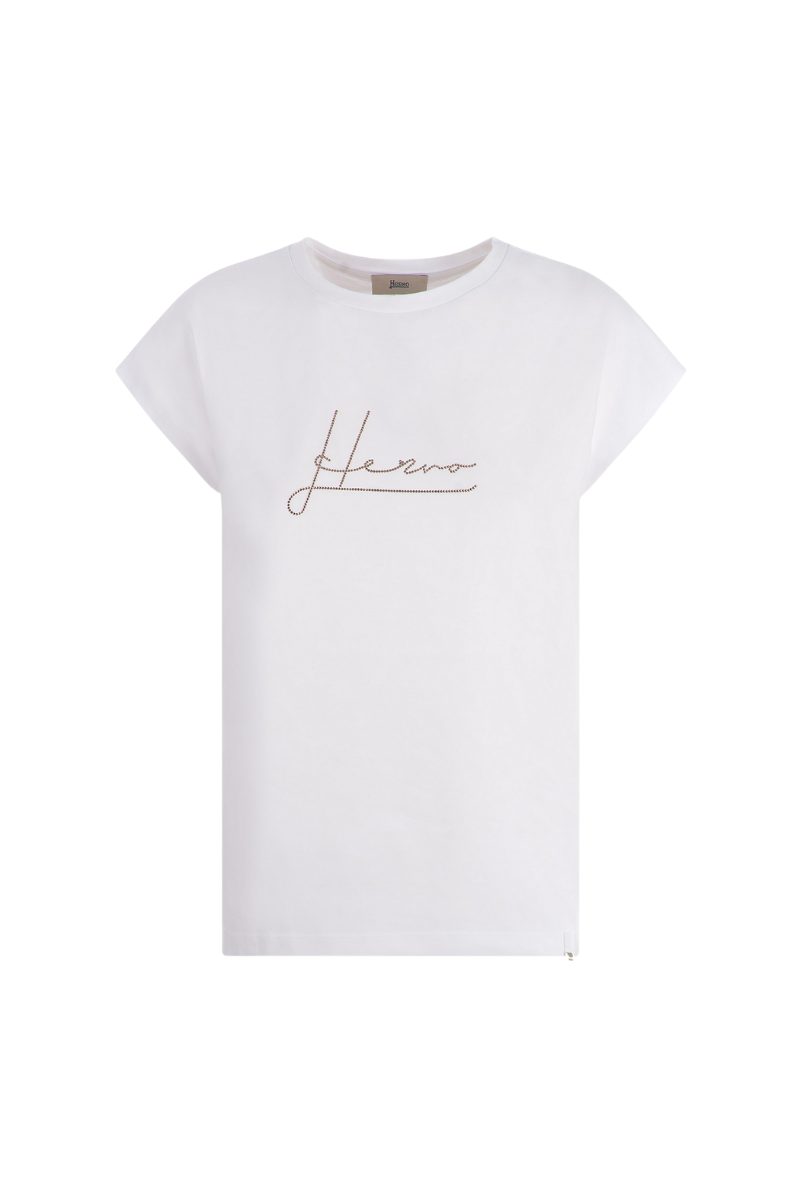 Herno Women T-Shirt Jg000170D-52009 Bianco/Marrone