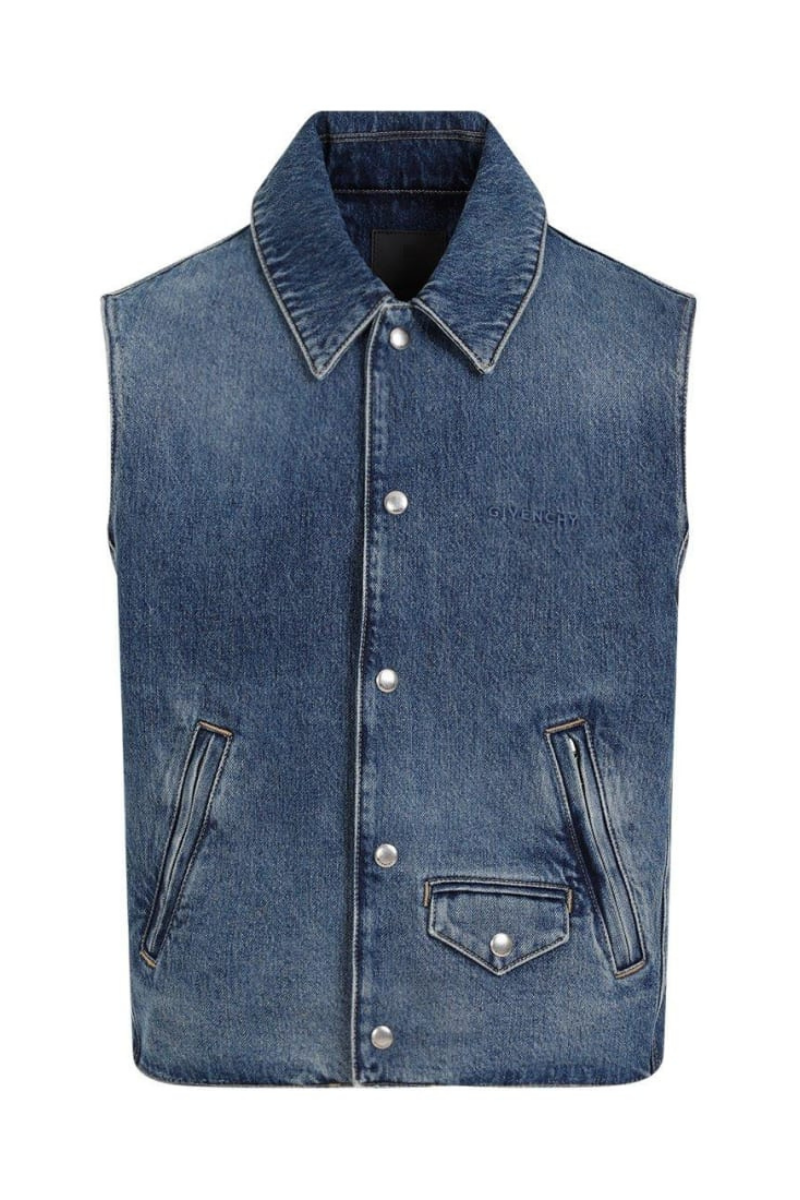 Givenchy Sleeveless Denim Vest_Medium Blue