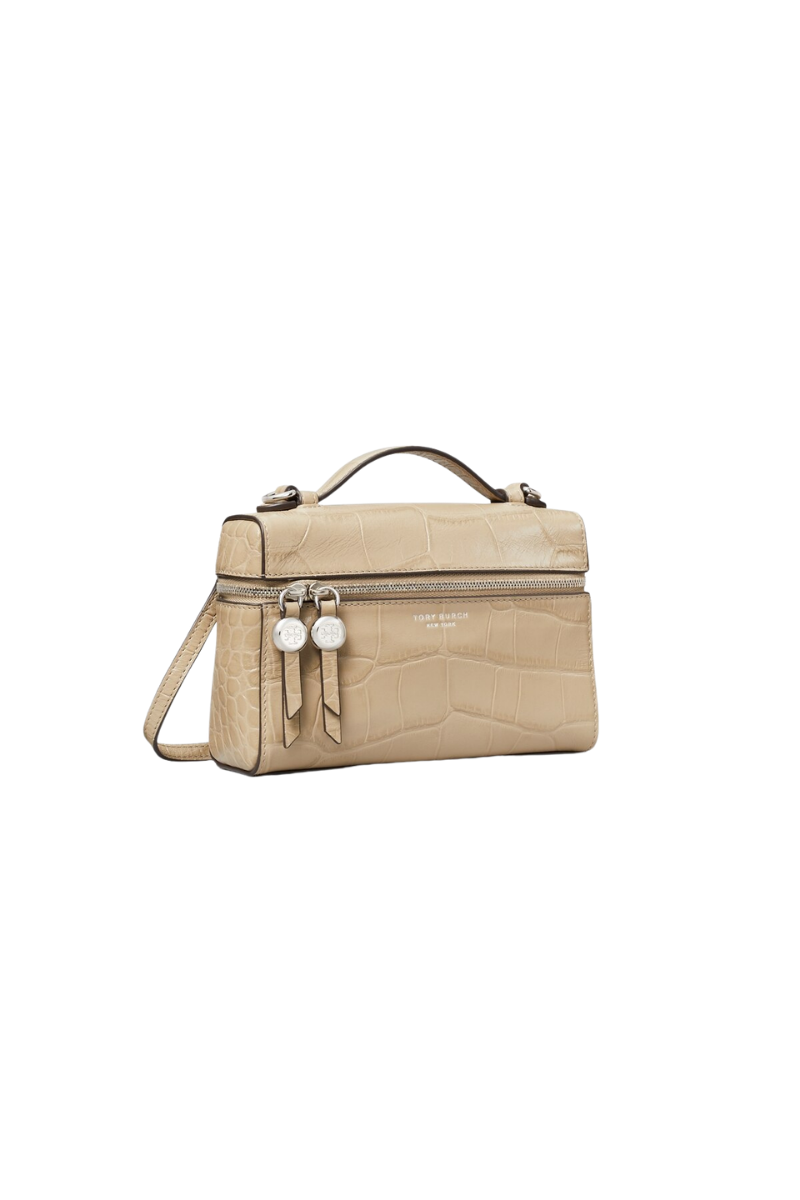 Tory Burch Embossed Croc Slim Top Handle Light Hickory 183015-250