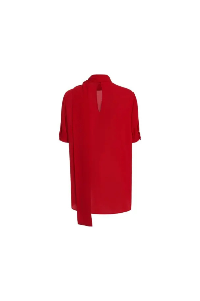 Valentino Garavani high neck silk georgette top in rosso