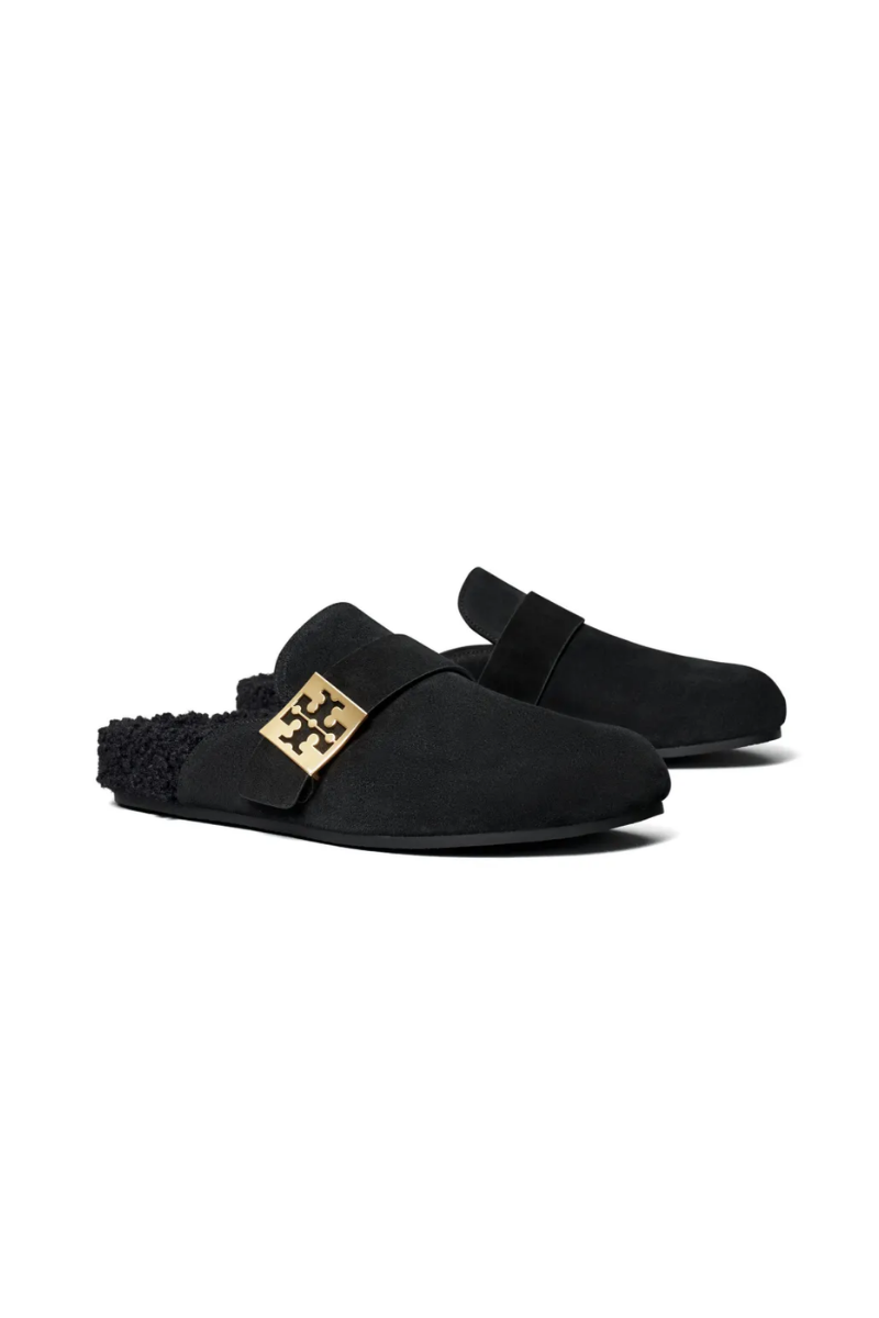 Tory Burch Mellow Shearling Mule in Black Suede