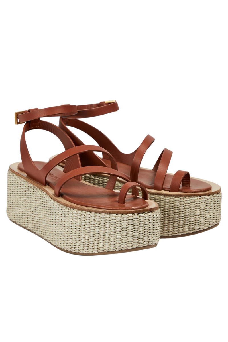 Max Mara Biarritz Leather Platform Espadrilles