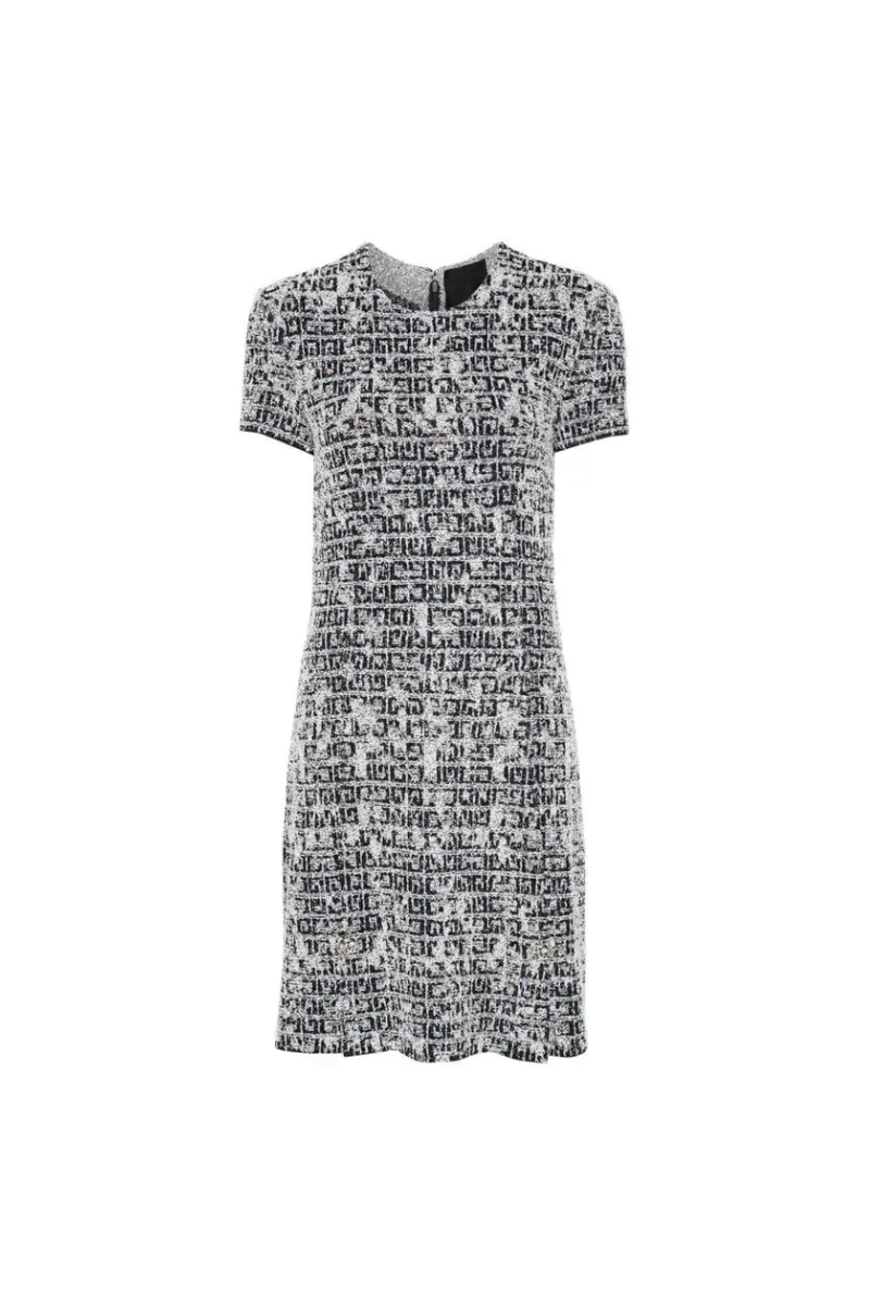 Givenchy 4G Jacquard Short Sleeve Tweed Dress