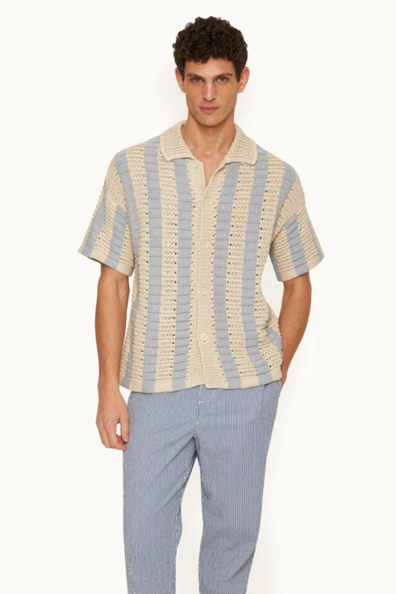 Orlebar Brown THOMAS CROCHET STRIPE-279315-LIGHT SKY POOL/WHITE SAND