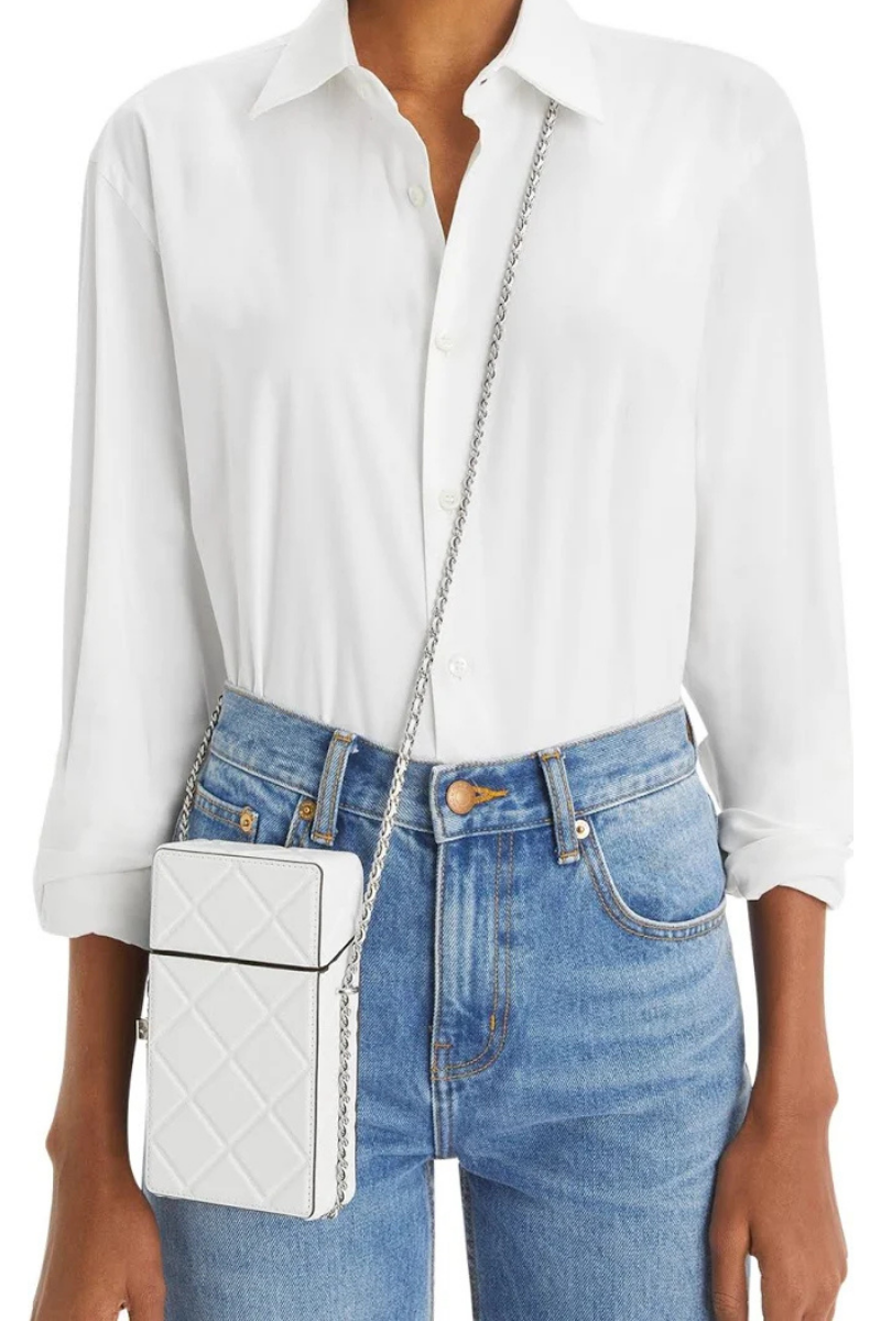 Tory Burch Fleming Flap Phone Crossbody Blanc 163417-100