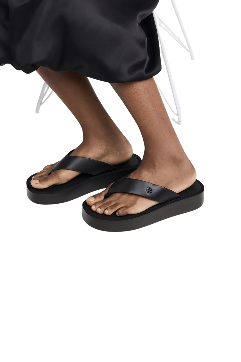 Tory Burch Leather Platform Flip?Flop Black/Black 149717-009