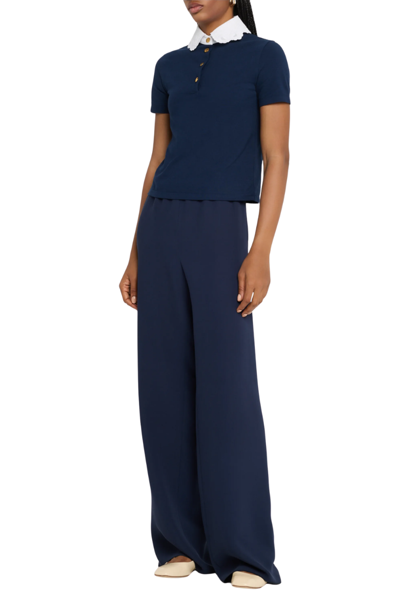 Valentino Garavani silk wide-leg pants in navy