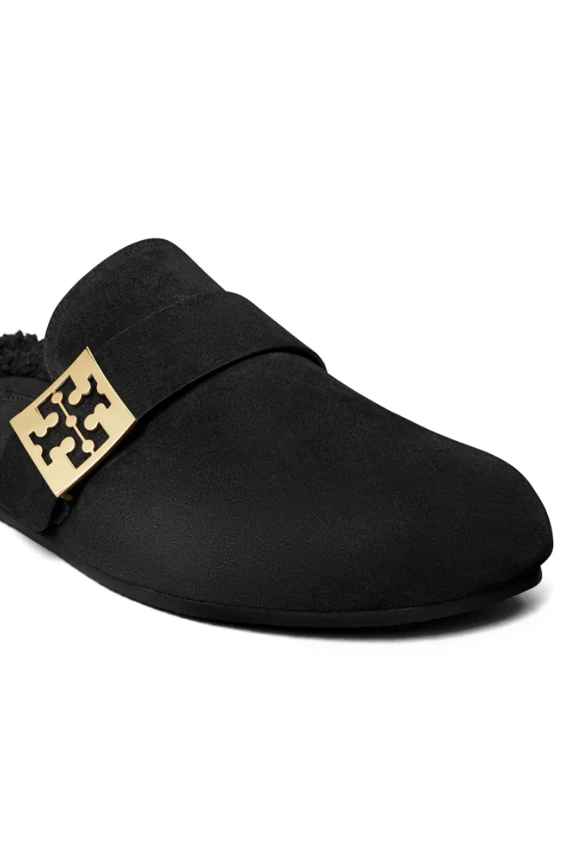 Tory Burch Mellow Shearling Mule in Black Suede