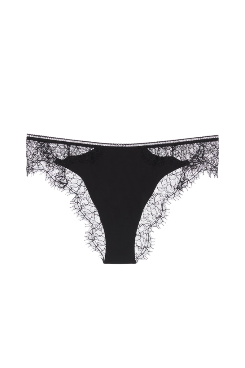 La perla Lace Brazilian Briefs in Onyx