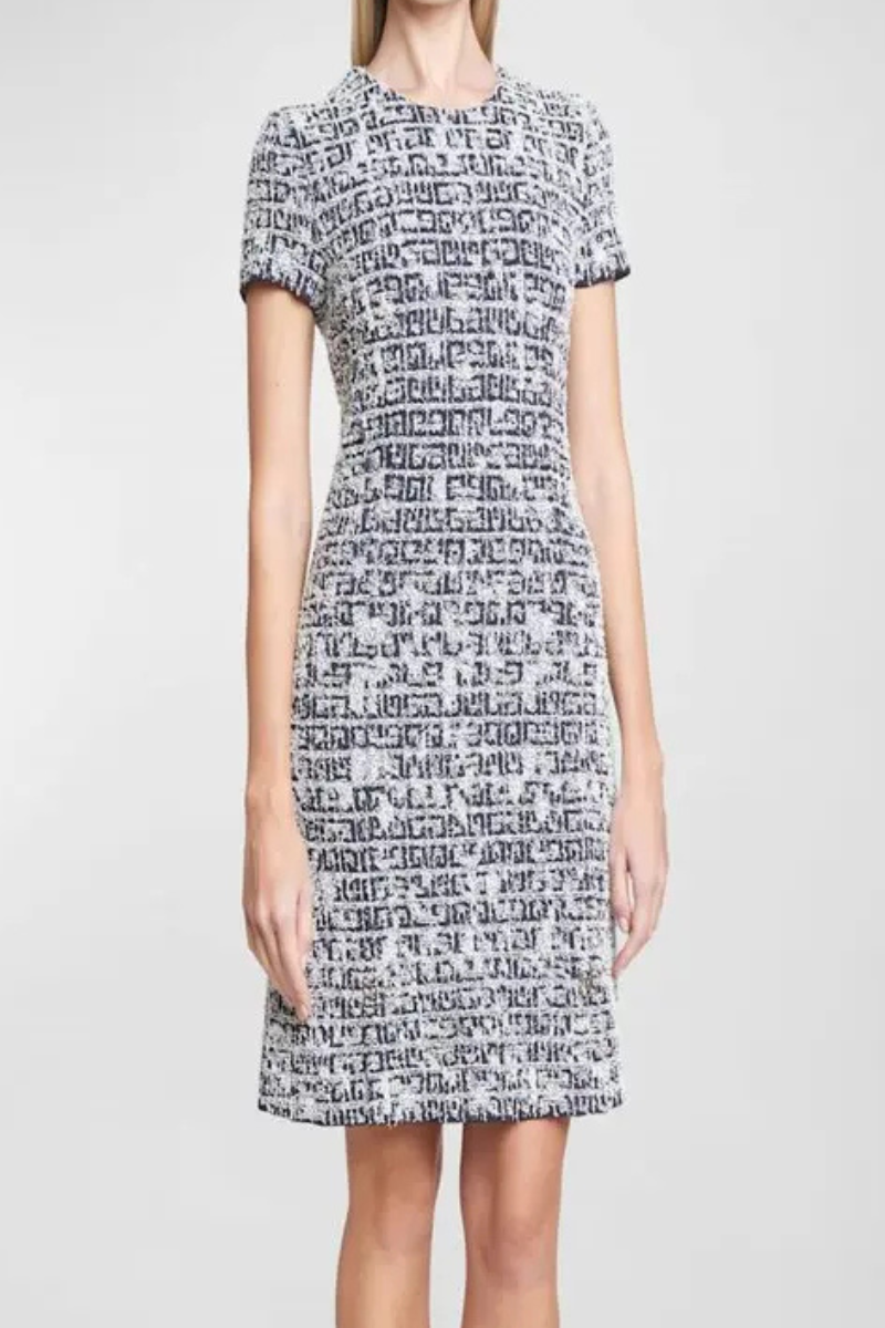 Givenchy 4G Jacquard Short Sleeve Tweed Dress