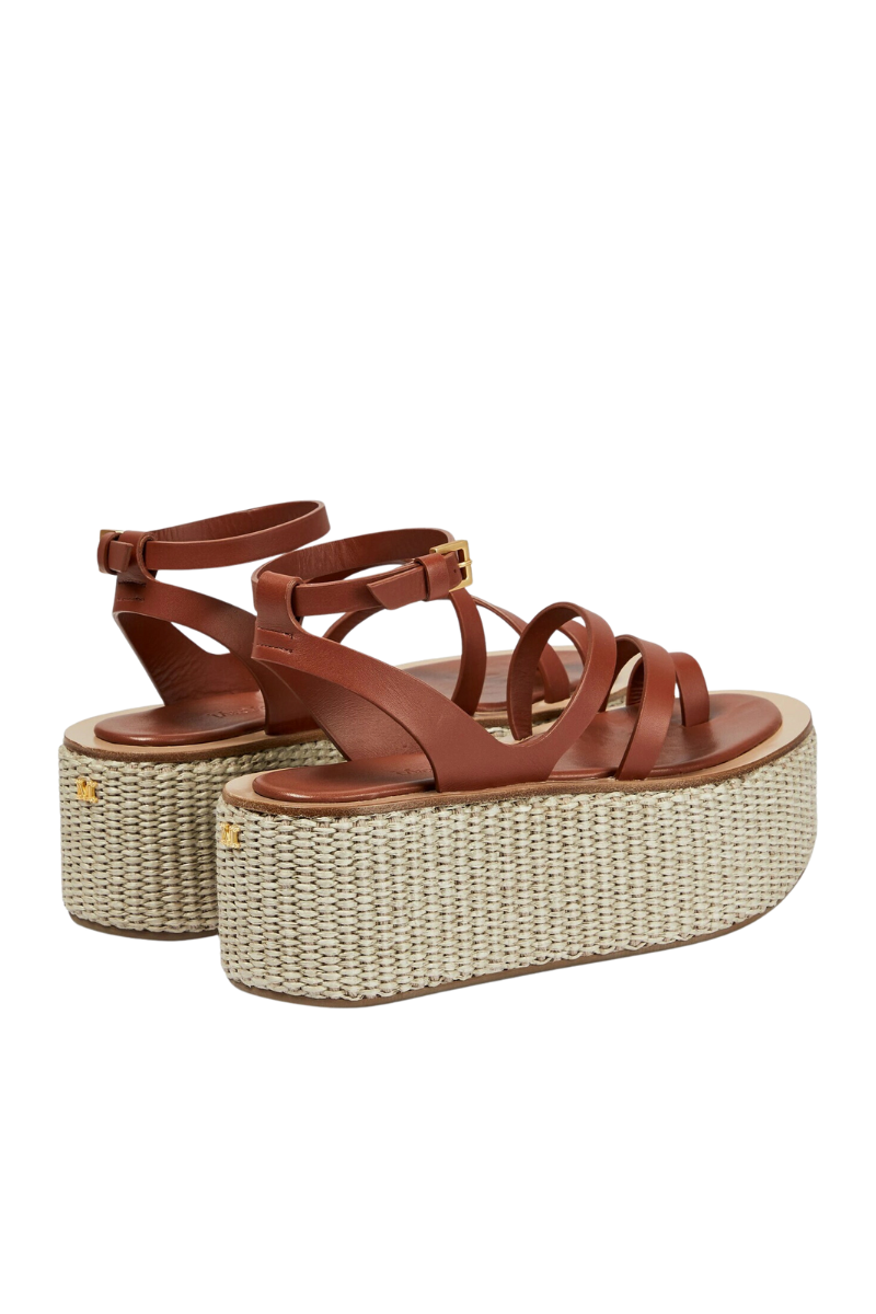 Max Mara Biarritz Leather Platform Espadrilles