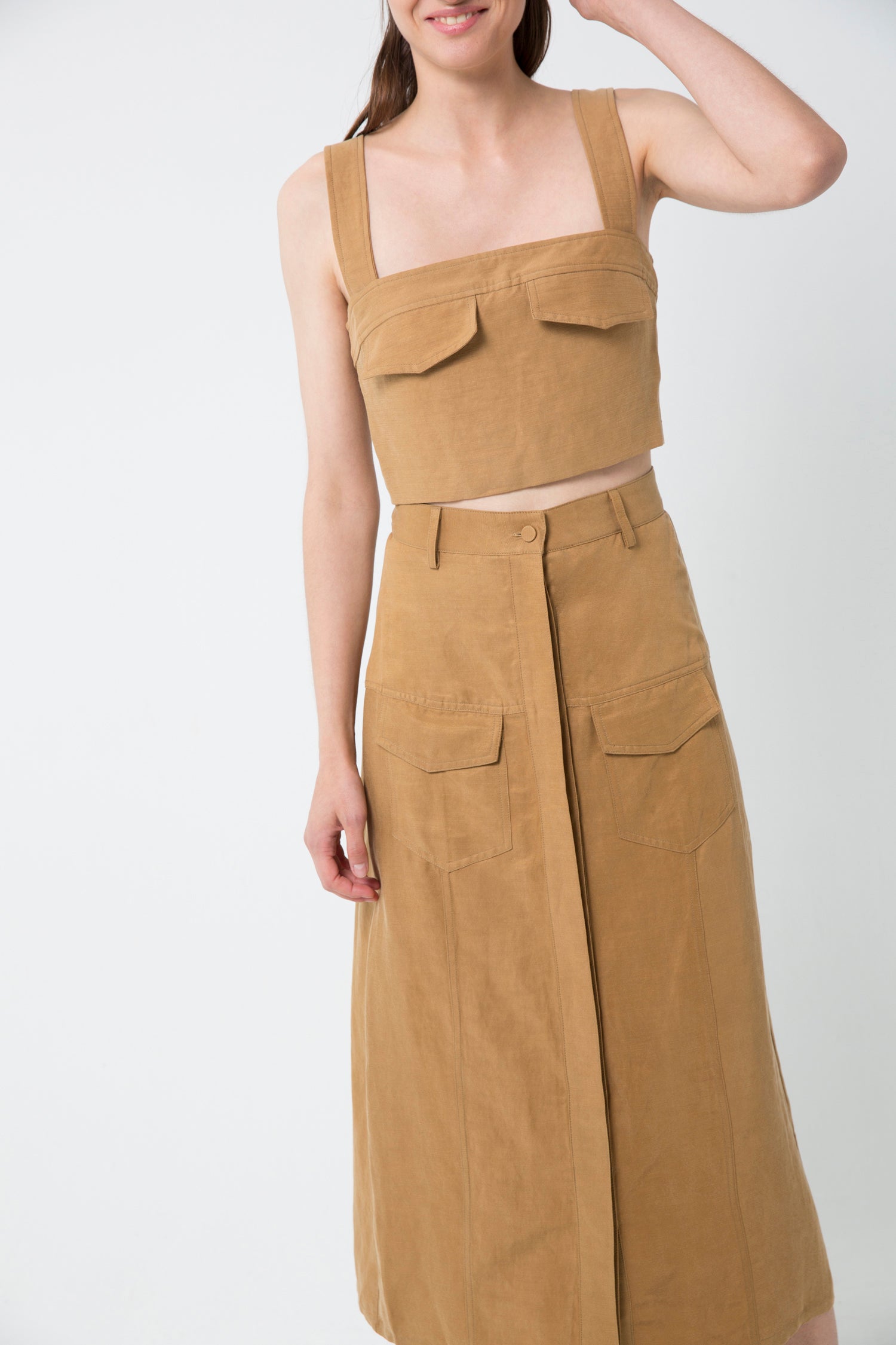 Third Form Trucker Pocket Crop Top And Trucker Paneled Skirt