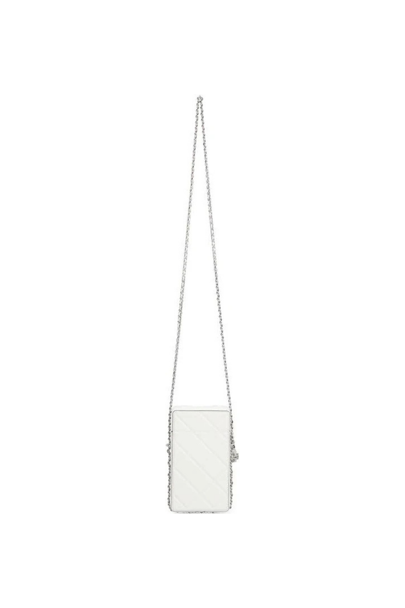 Tory Burch Fleming Flap Phone Crossbody Blanc 163417-100