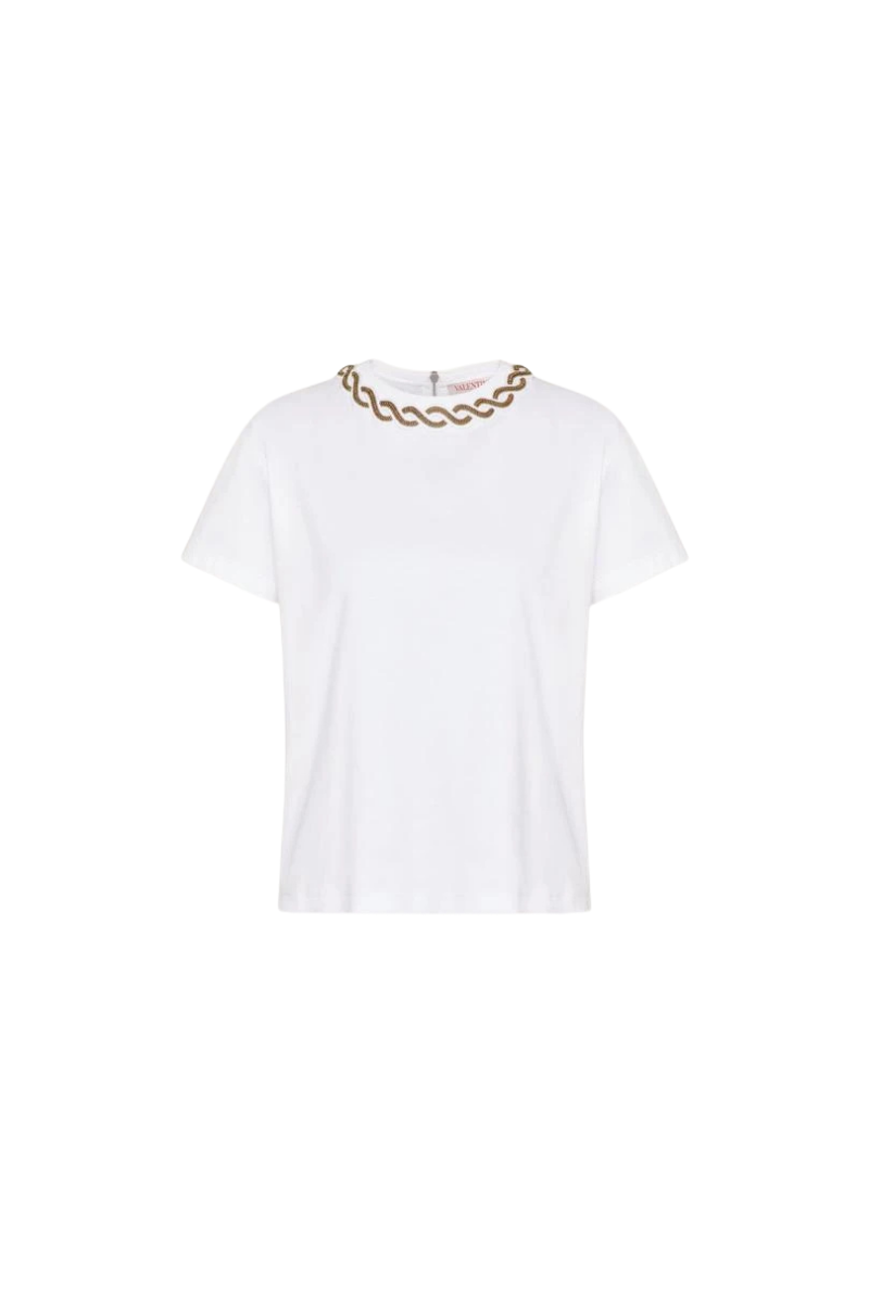 Valentino Garavani Bead-Trim Crewneck T-Shirt