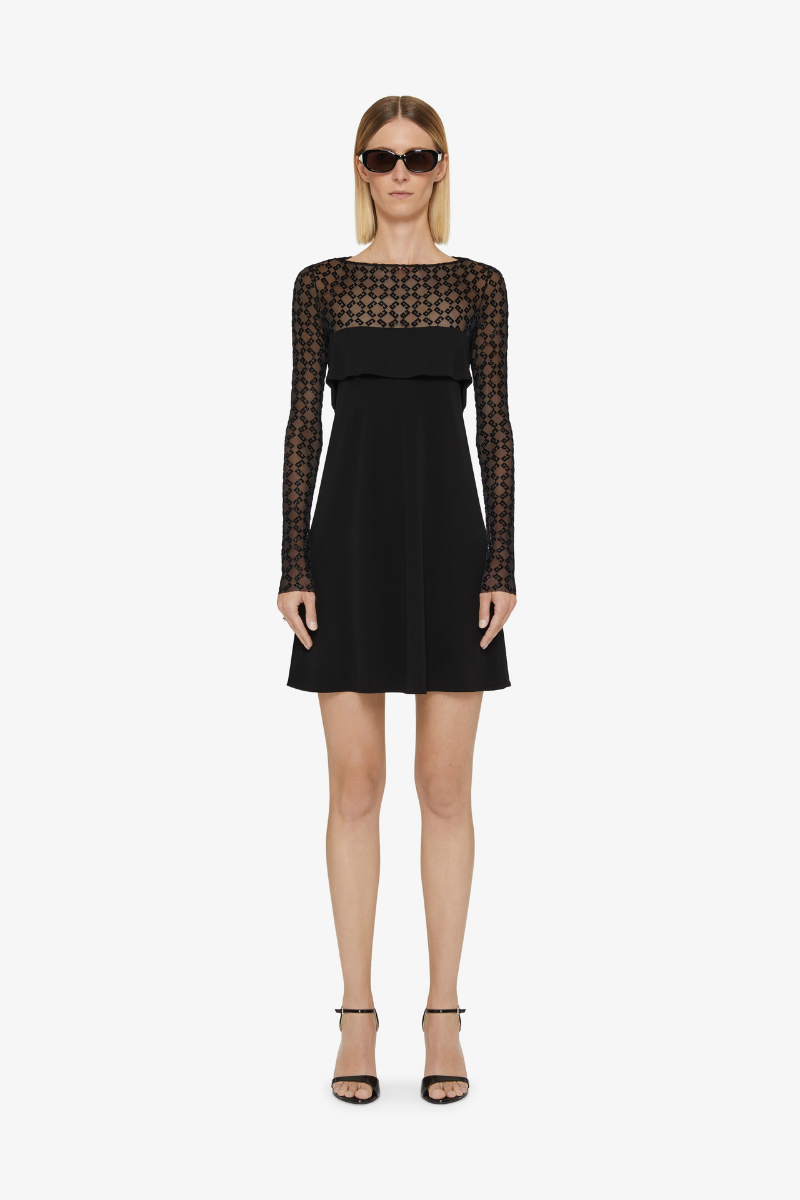 Givenchy Mix Material Dress-Black/Silvery