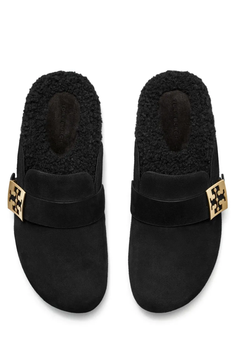 Tory Burch Mellow Shearling Mule in Black Suede