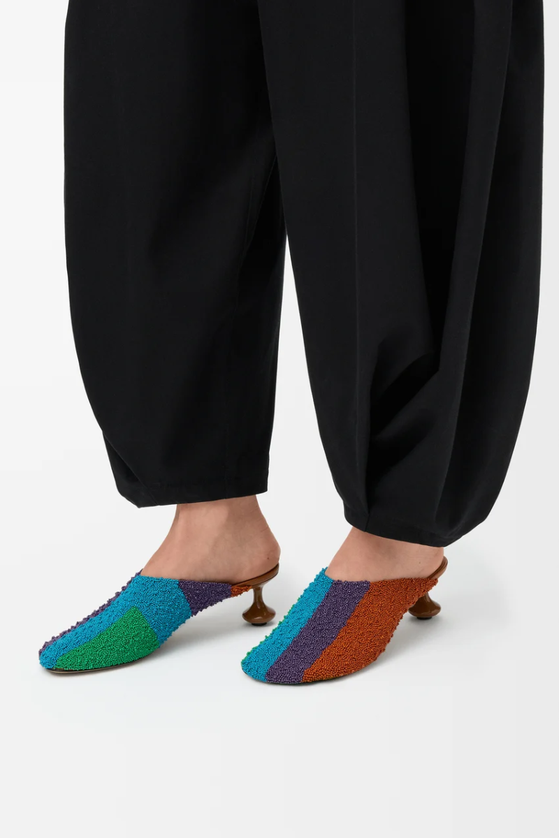 LOEWE Toy Mule in Embroidered Canvas