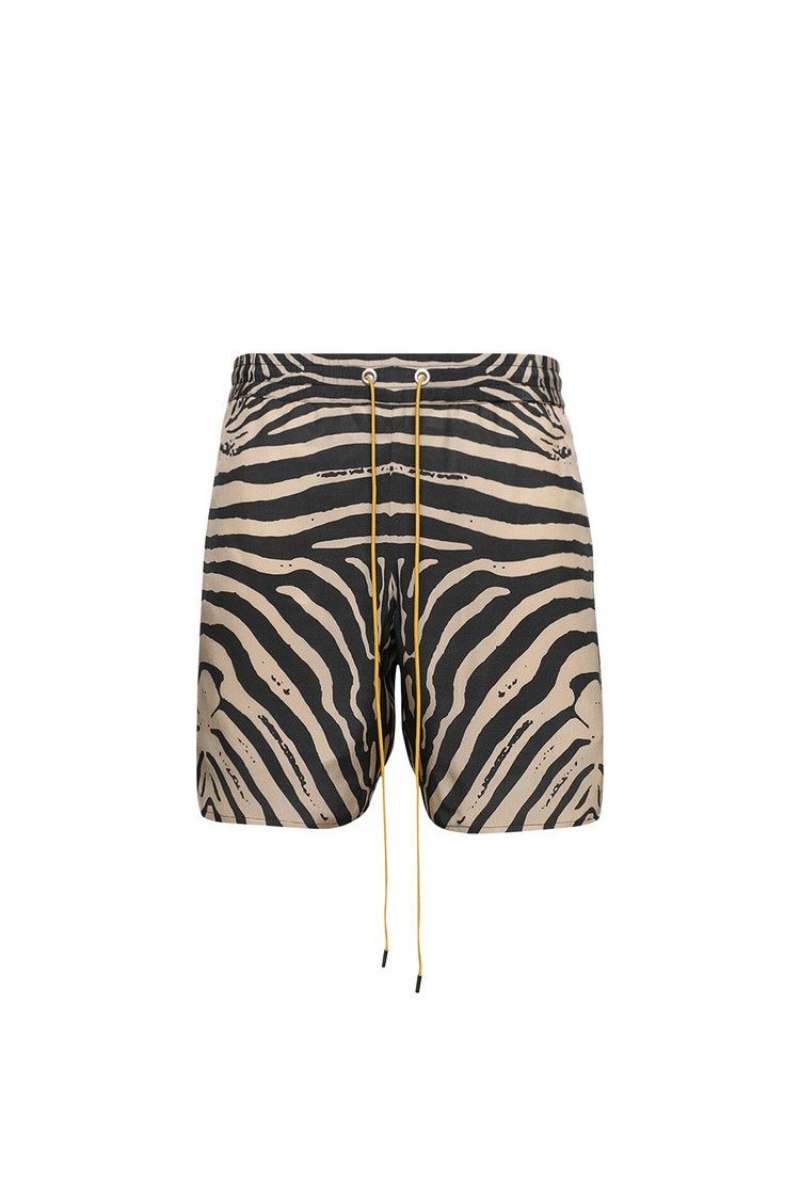 Rhude Zebra Silk Swim Shorts Black & Tan