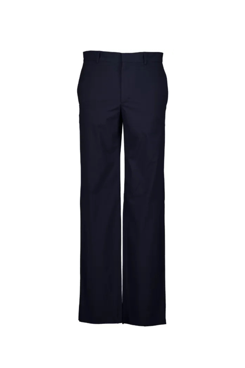 Givenchy Night Blue Tailored Travel Pants back view, crafted from stretch synthetic fiber, perfect for travel.
