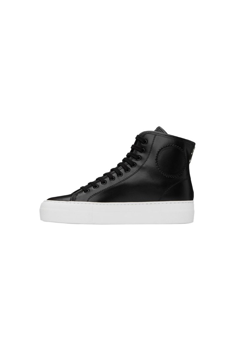 Common Projects Tournament High Super In Leather Womens 4018-Black/White