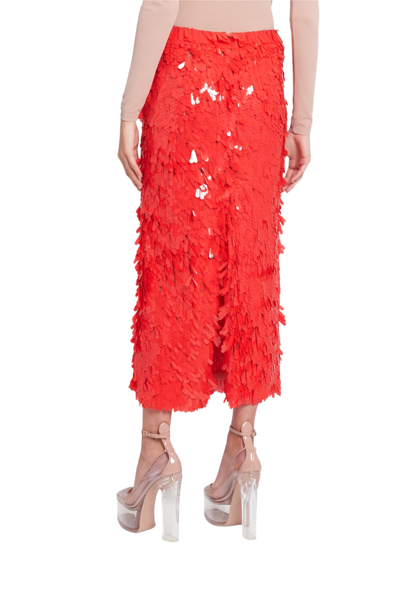 Valentino Sequined Midi Skirt Rosso 2B0RA9U01ED_157