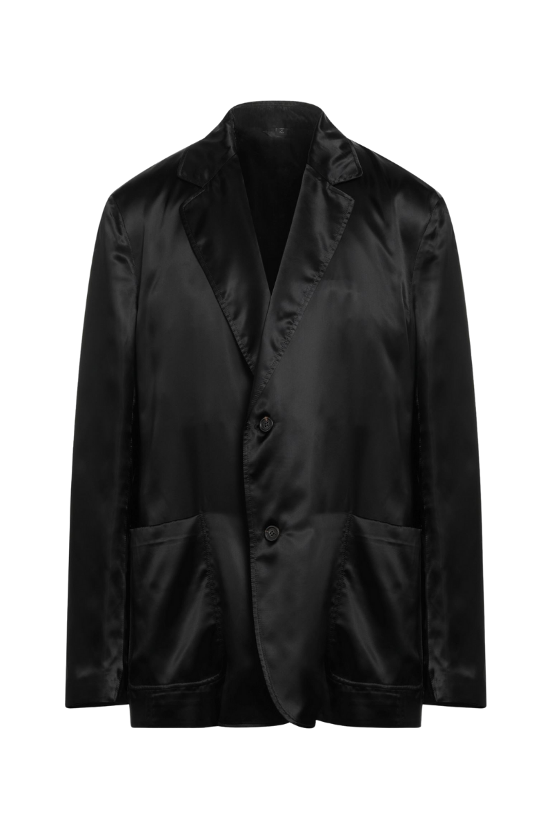 Dunhill Men's Notch Lapel Wrap Blazer DU20FH042S2 in luxurious black cupro silk fabric