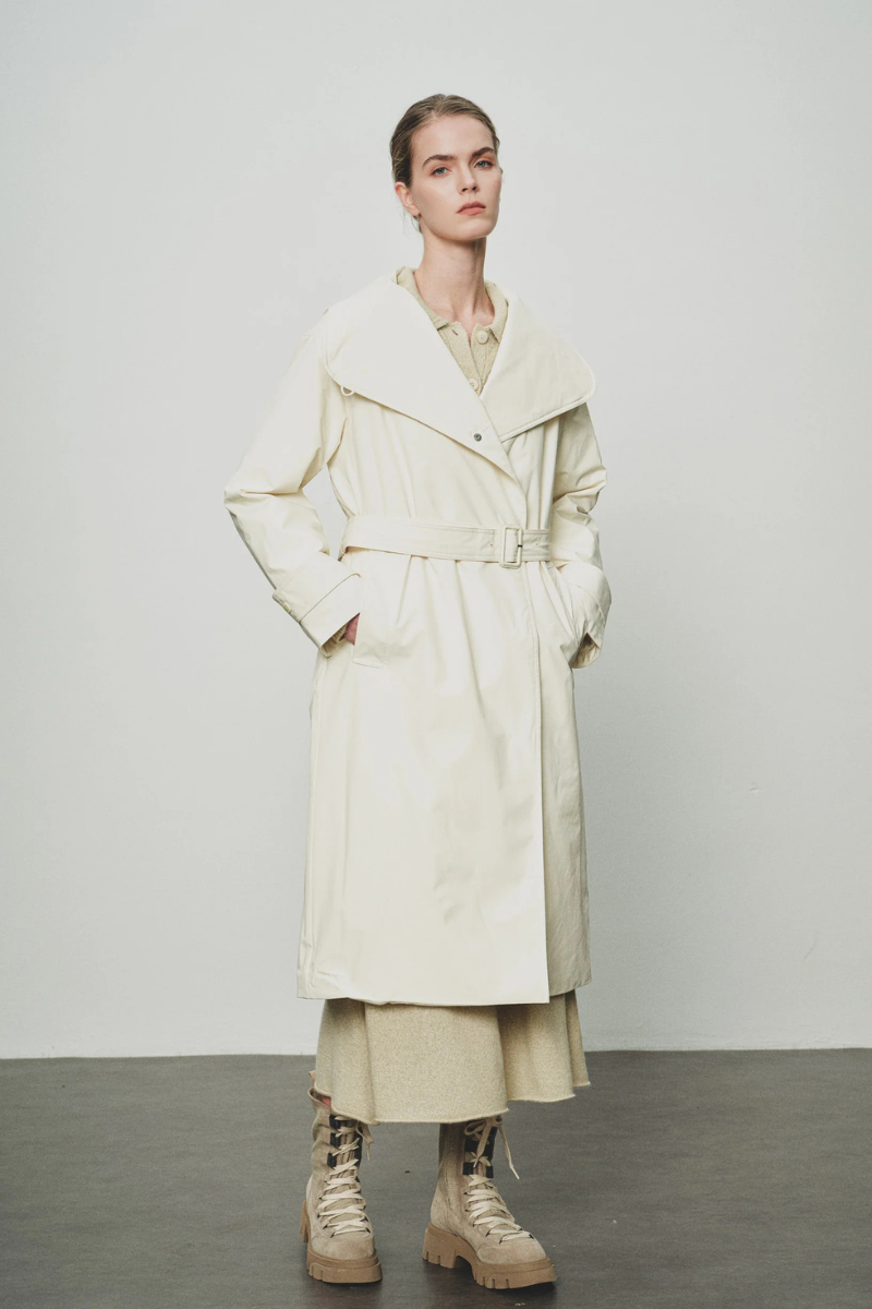 Max Simple Goose Down Trench Jacket White MSLY256340W