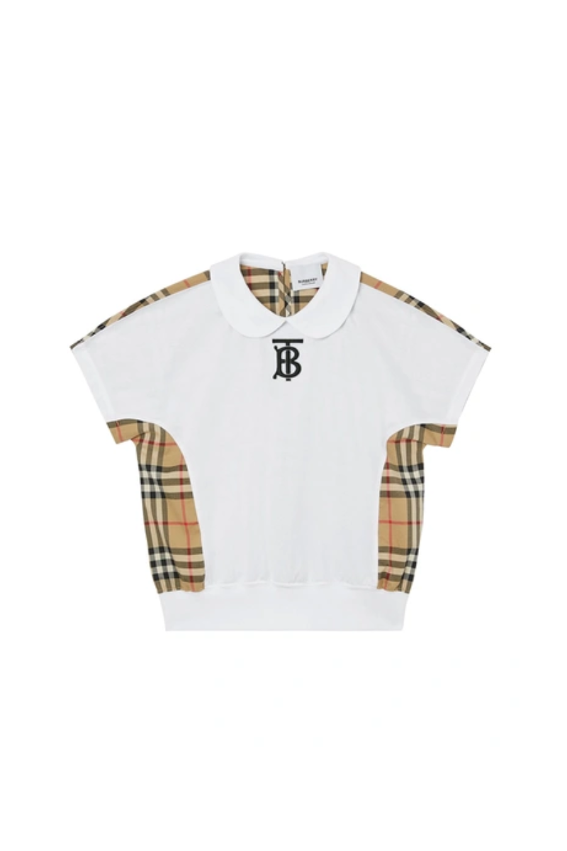 Burberry Girls Deanne Vintage Check Top - Little Kid, Big Kid In White
