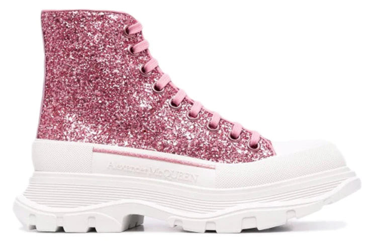 Alexander McQueen(WMNS) Tread Slick Glitter High-Top 'Pink White'