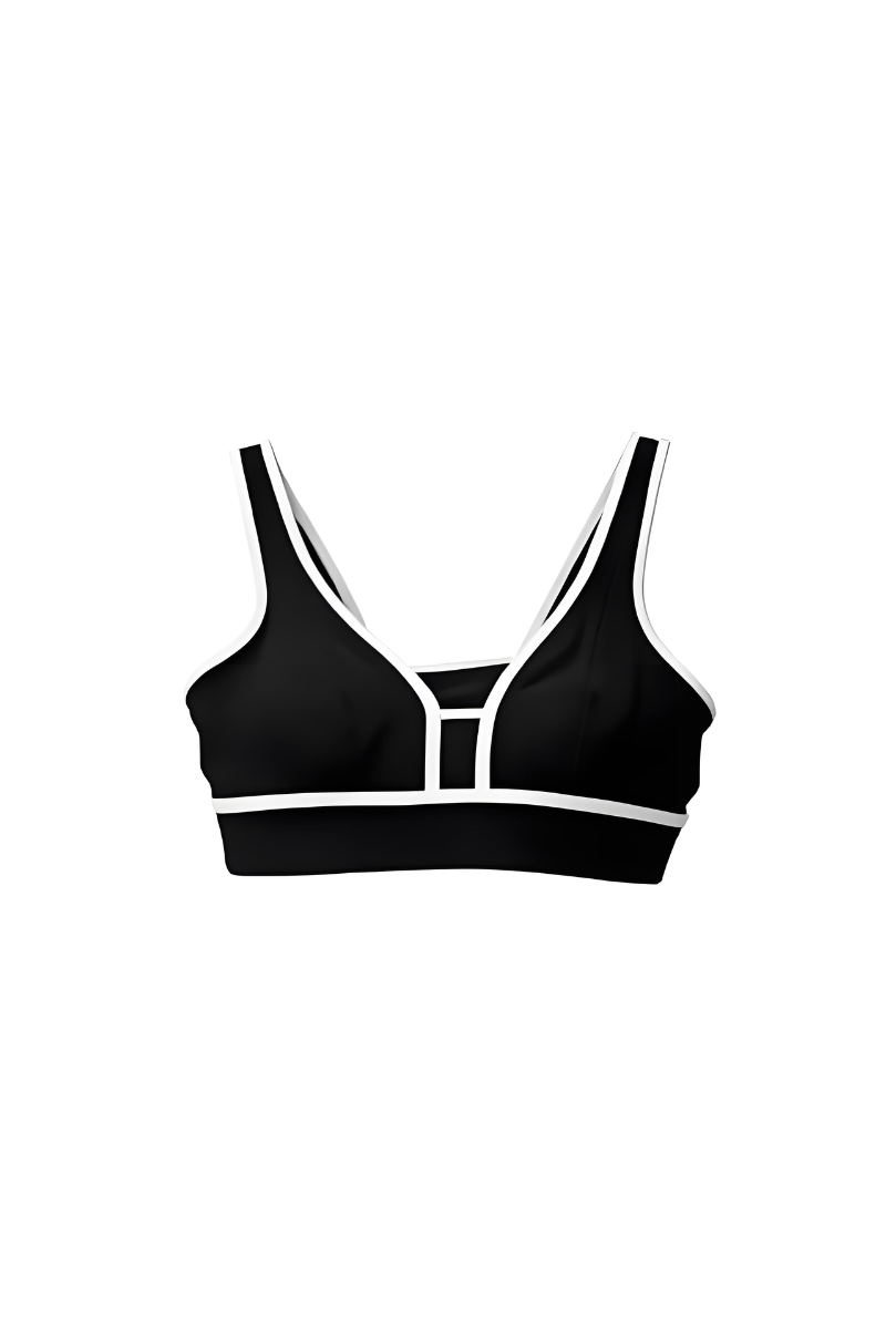 Bandier V Neck Rib Bra Black BND10101