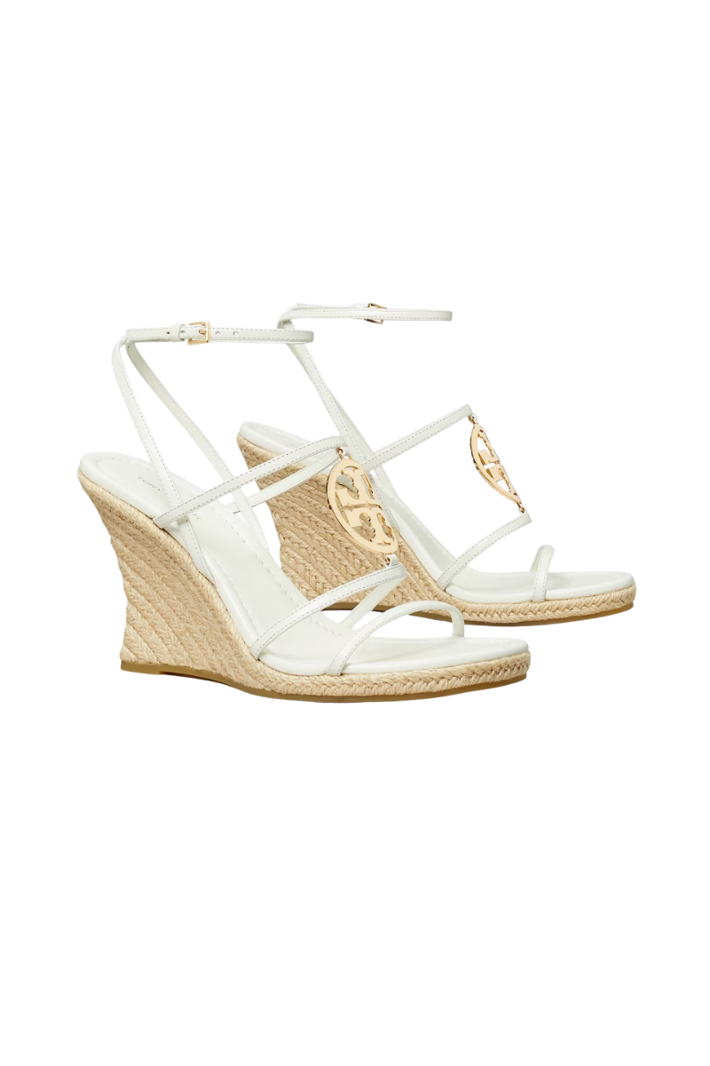 Tory Burch Capri Miller Espadrille Wedge 85Mm Blanc/Gold 154455100