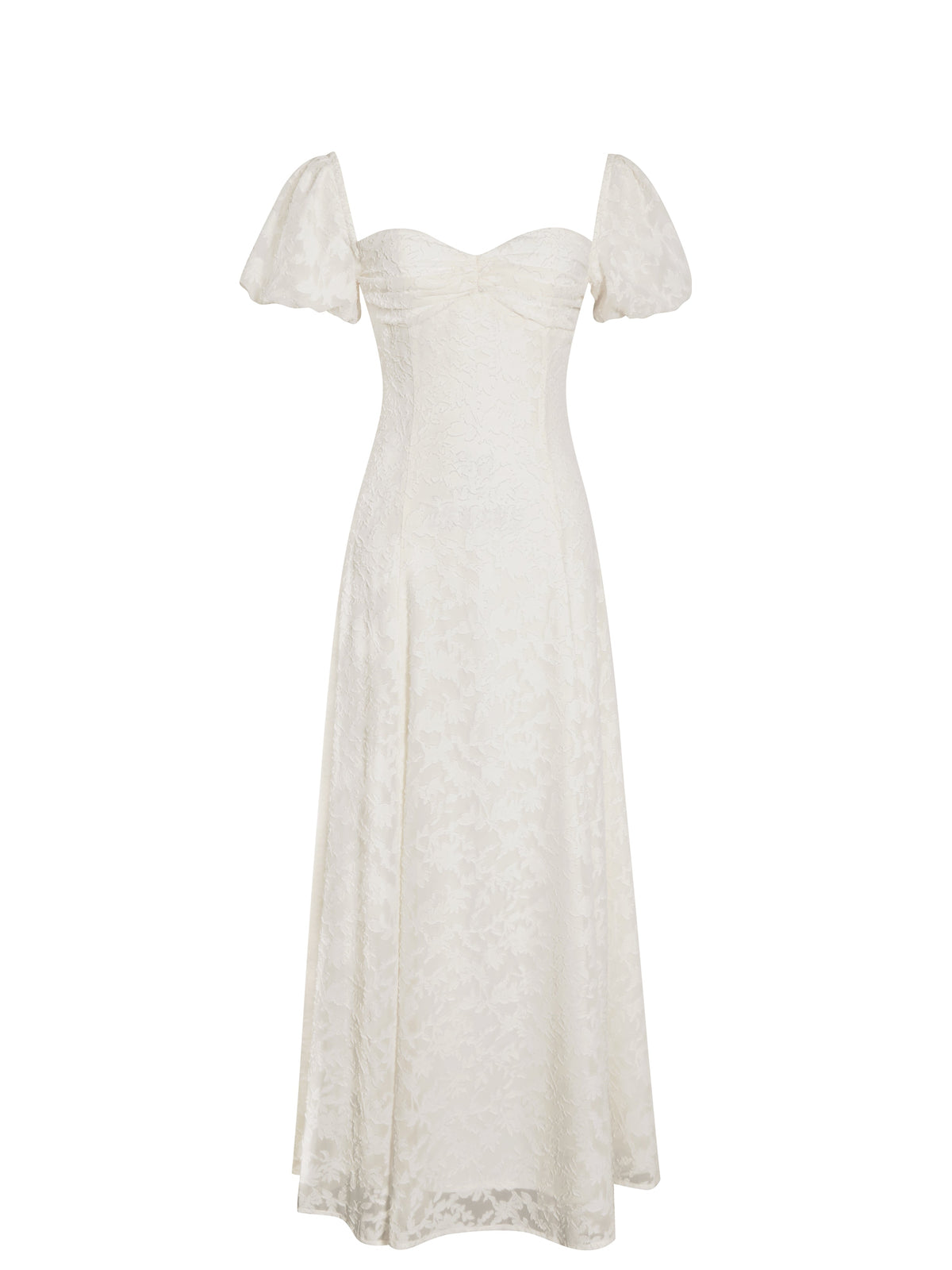 Pandora White Bubble Sleeve Backless Maxi Dress