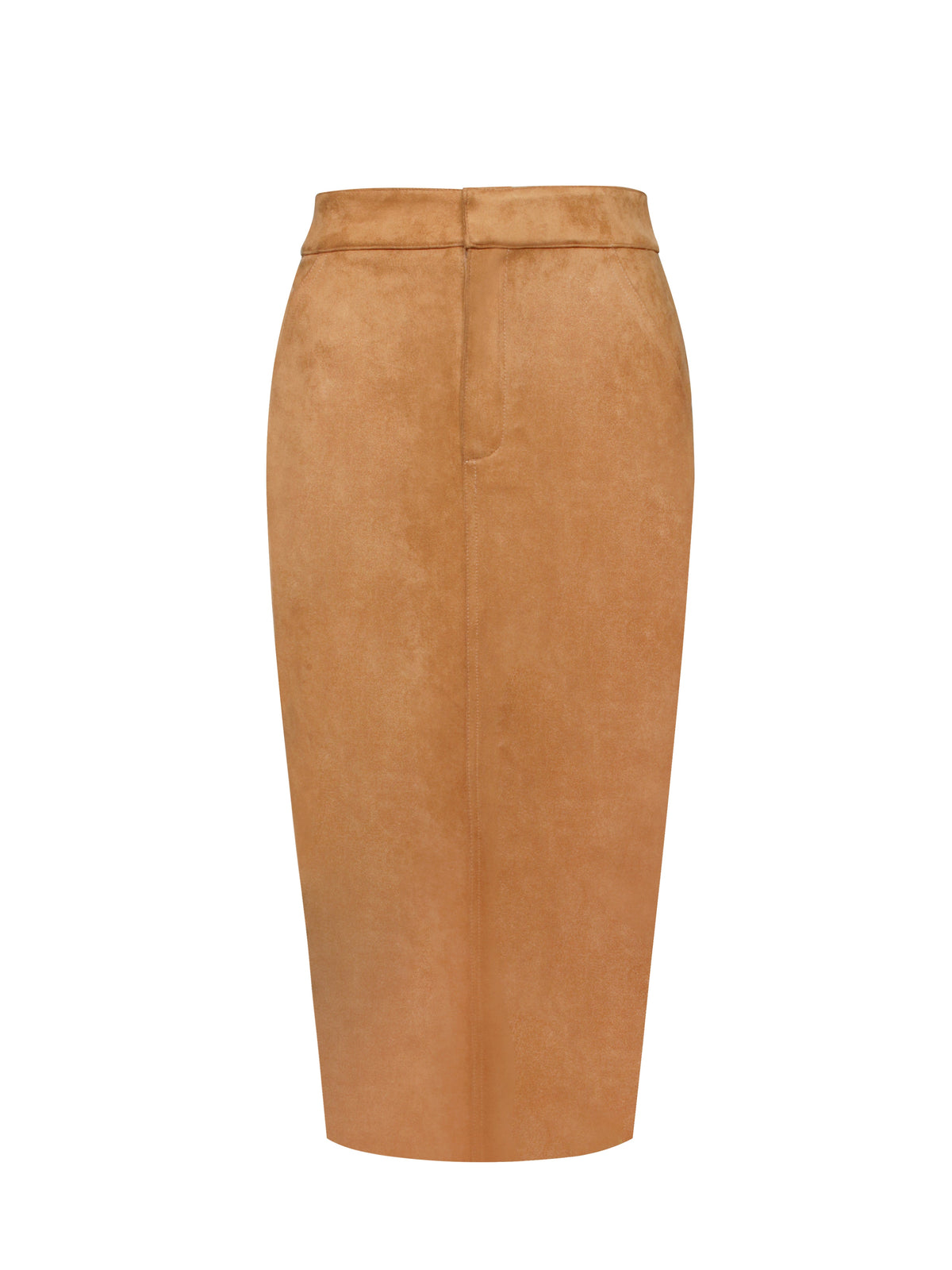 Zabrina Brown Suede Straight Pencil Skirt (Archive Sale)