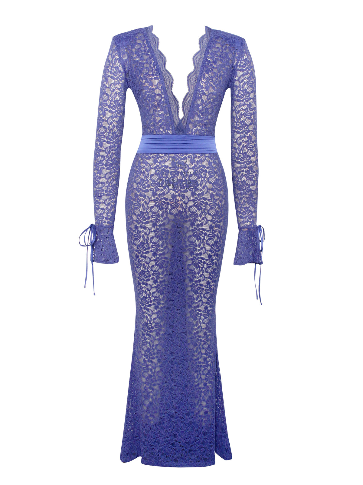 Giada Navy Lace Deep V Long Sleeve Maxi Dress (Archive Sale)