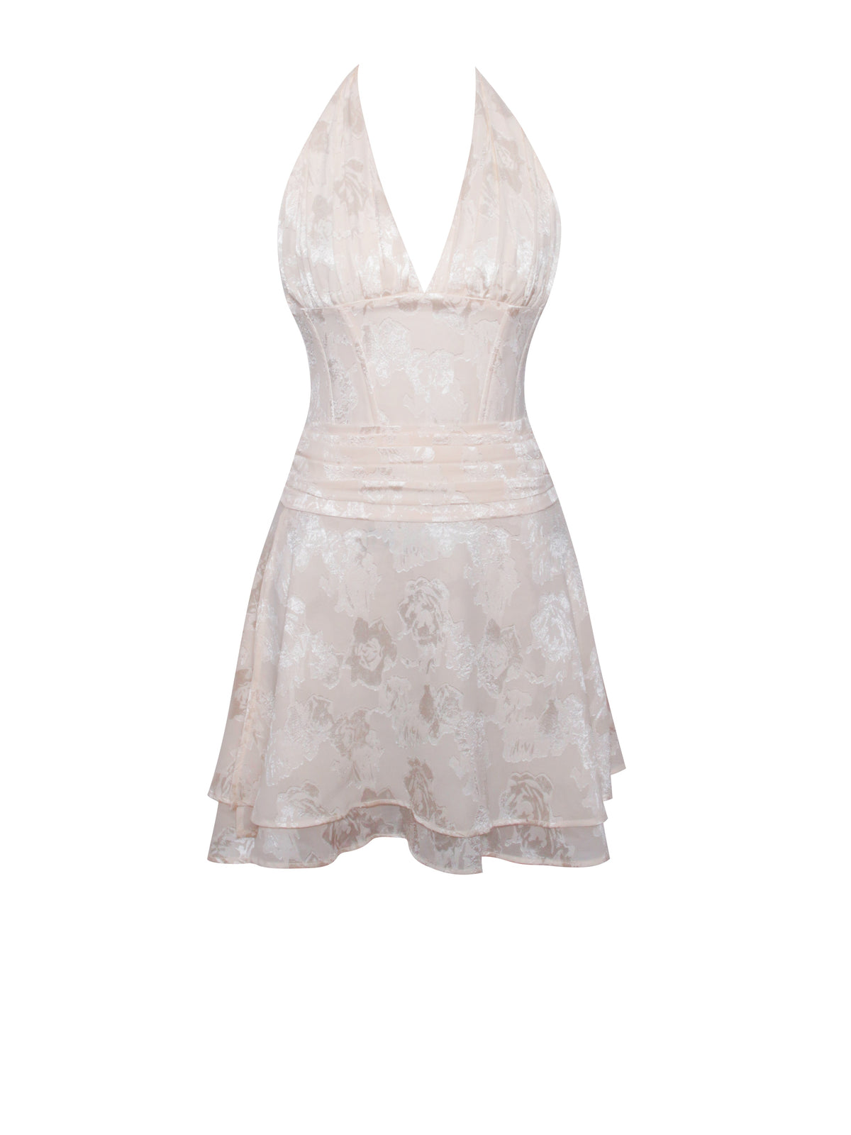 Quintana Jacquard Textured Slit Halter Mini Dress (Archive Sale)