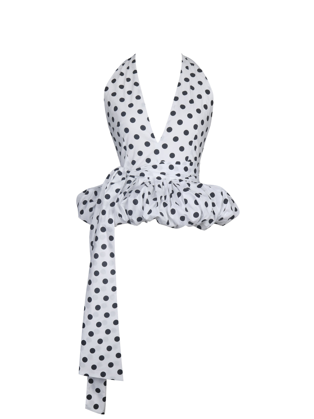 Ilene Polka Dot Cotton Poplin Bubble Hem Halter Top