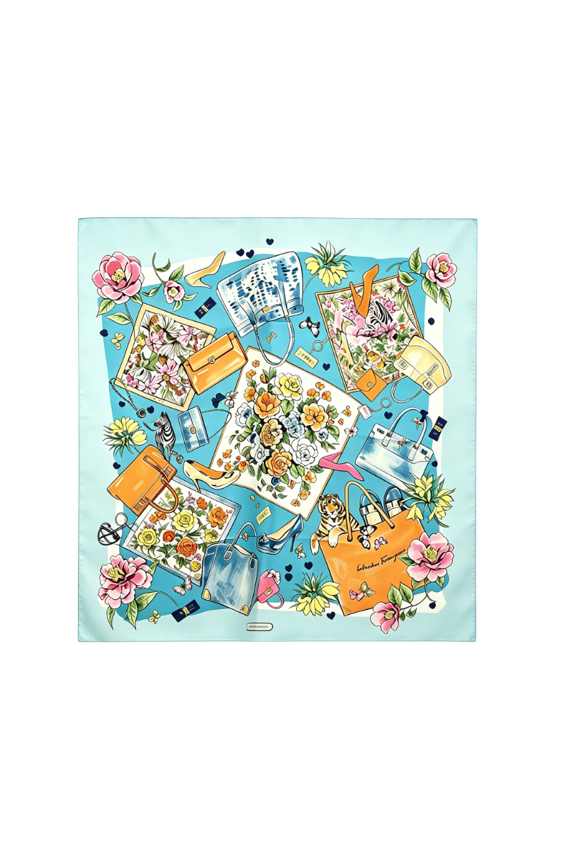 Ferragamo Printed Scarf Turchese/Acq 313148/011