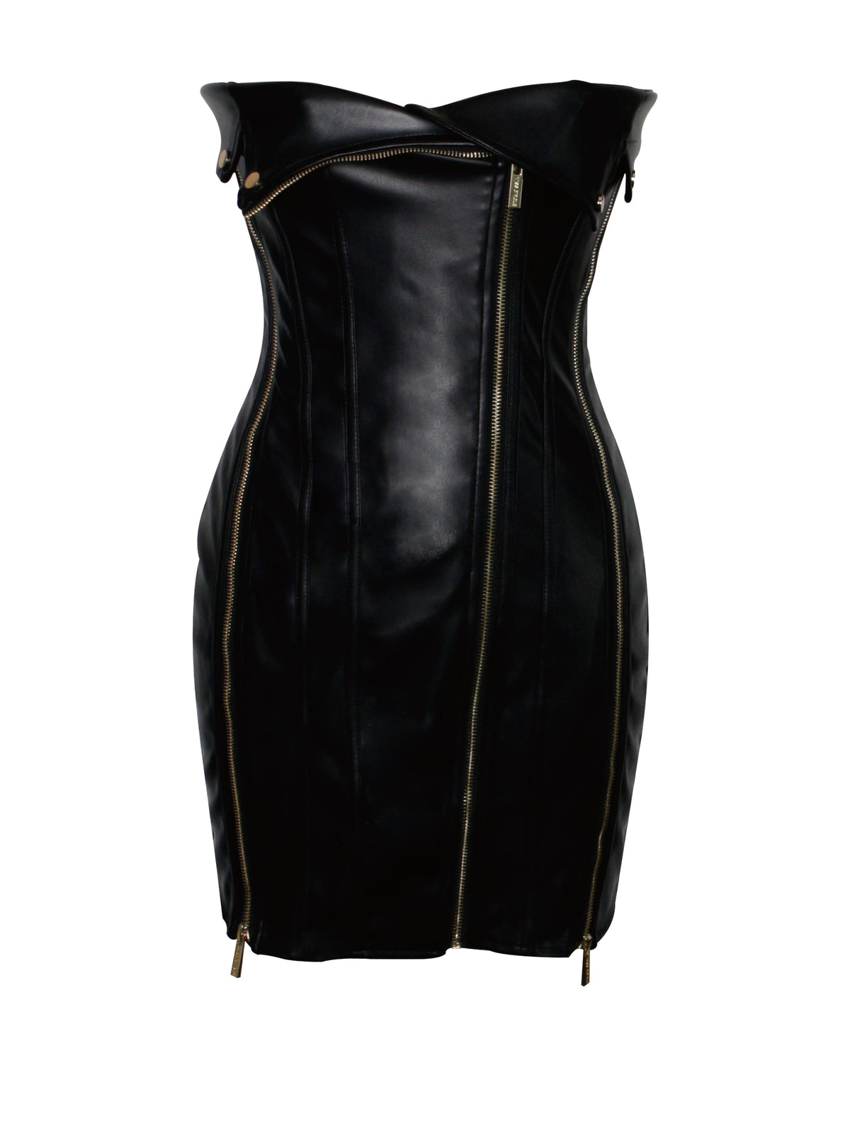 Annora Black Vegan Leather Mini Dress (Archive Sale)