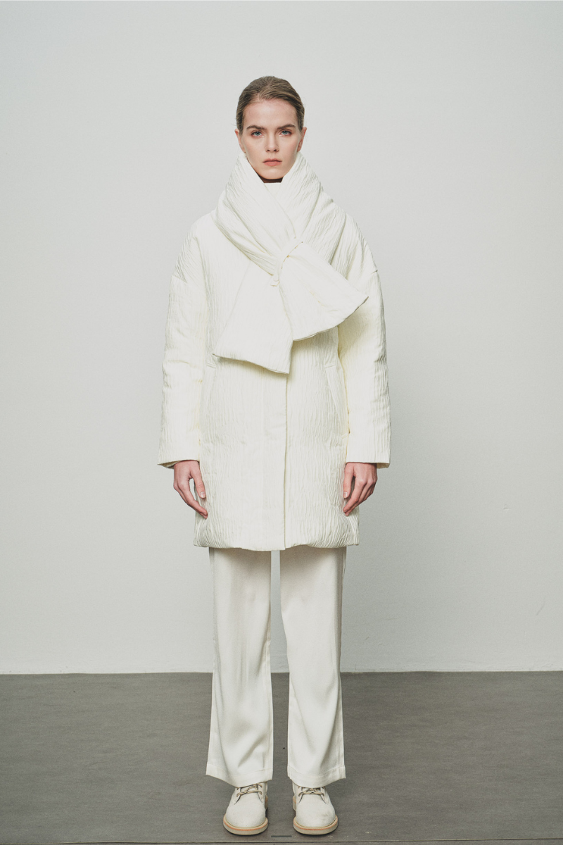 Max Simple Textured Down Jacket White MSJY257035W