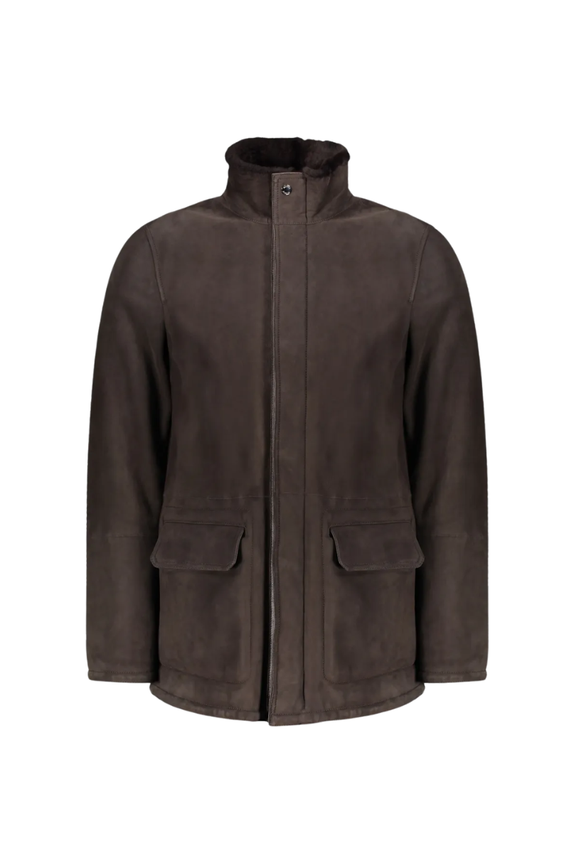 MooRER ETTOREME Shearling Stand Collar Field Jacket Moro